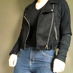 Medium black suede moto jacket from Forever 21